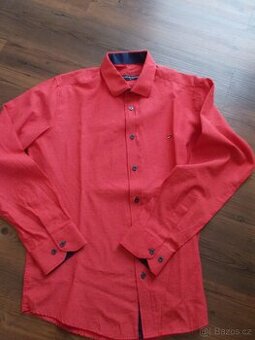 NÁDHERNÁ ZNAČKOVÁ PÁNSKÁ KOŠILE TOMMY HILFIGER V.L 100%STAV