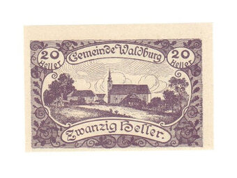 20 Heller z Waldburgu, Rakousko, Horní Rakousy1920