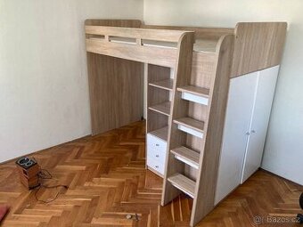 Dětská patrová postel se skříní, včetně matrace