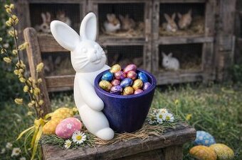 🐰 Velikonocni dekorace – zajicek s miskou na vajicka