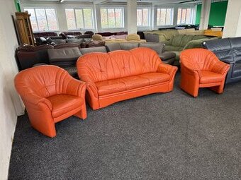 Sedací souprava 3 + 1 + 1  - rozkládací - kůže