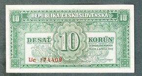 Staré bankovky 10 kčs 1950 velmi pěkný stav