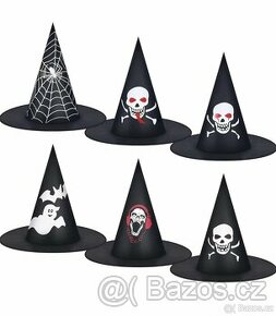 Sada šesti černých čarodějnických klobouků (nové nepoužité) - 1