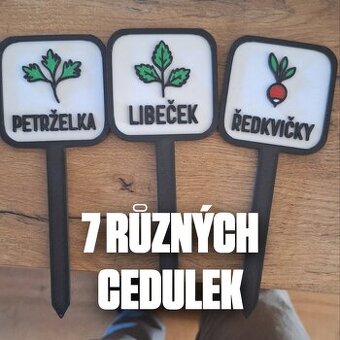 Popisky zeleniny do záhonku – české cedulky (STL nebo hotové
