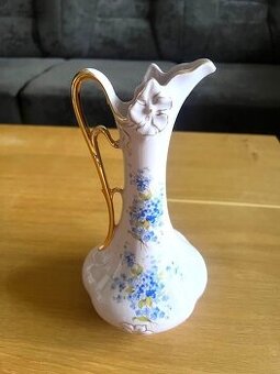 Karafa a košíček růžový porcelán