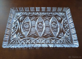 obdélný skleněný tác, podnos – broušený český křišťál