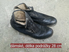 staré kožené boty - vysoké, kotníkové, dámské "meltonky"