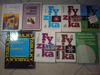 Prodám učebnice Fyzika, Chemie, Matematika - sbírka, tabulky