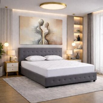 Elegantní čalouněná postel s úložným prostorem NOVÁ