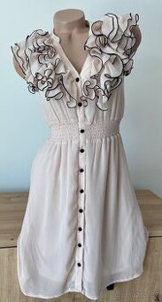 Dámské růžové volánkové šaty H&M vel.S/M