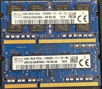 RAM 2×4GB DDR3L SO-DIMM (SK Hynix) – celkem 8GB