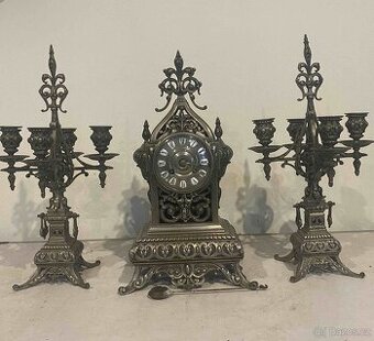 Prodám tří-dílný francouzský krbový hodinový set