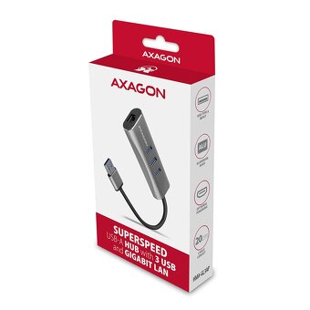 USB hub | Axagon HMA-GL3AP  | Gigabit LAN | Nový