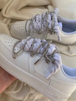 Nike air force 1 bílé rope laces a třpytivé tkaničky