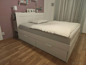 Manželská postel IKEA BRIMNES bílá