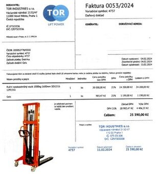 RUČNÍ VYSOKOZDVIŽNÝ VOZÍK model SDJ