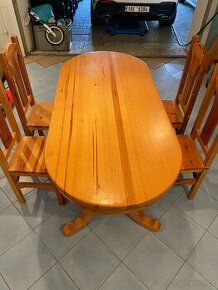 Prodám stůl plus židle masív borovice - 1