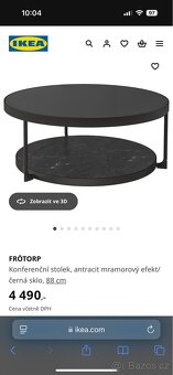 Konferenční stolek, antracit mramorový sklo, 88 cm