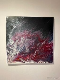 🖼️ Originální abstraktní obraz – Fluid Art (70×70 cm)