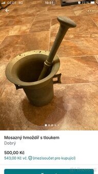 Mosazný hmoždíř s tloukem