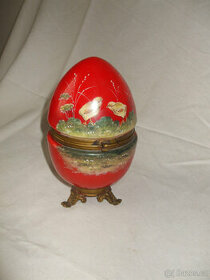 Skleněné dělené vejce, ruční malba,20.l. 20.st