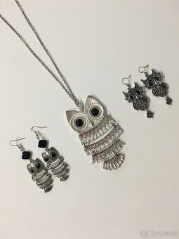 Bižuterie - Soví sada náušnic a náhrdelník