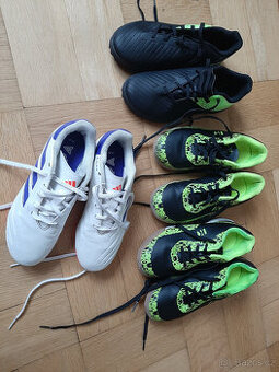 Sálovky vel. 33 (2x), kopačky vel. 35, turfy nové vel. 35