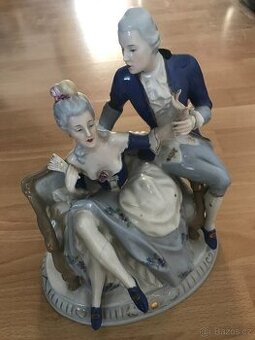 Porcelánové sousoší na lavičce - 1