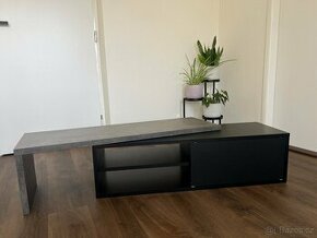 TV stolek TEMAHOME, betonově šedý, 203 x 35 cm