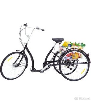26'' tříkolka pro dospělé 3 kola 6 rychlostí s košíkem