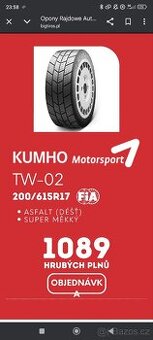 Kumho pneu slick r17 Rally 6x