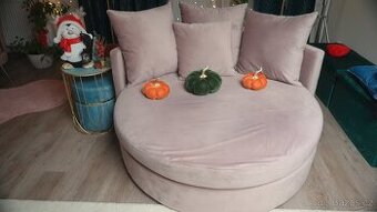 Kulatá pohovka s polštáři ELENA, růžová