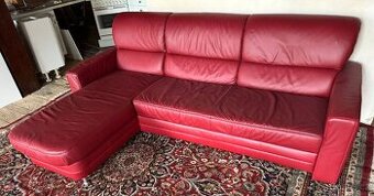 Rohová rozkládací kožená sedačka, 5276