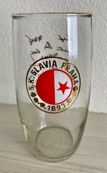 Sklenička Slavia Praha - s podpisy