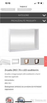 Bílé zrcadlo s LED osvětlením - KRAJCAR