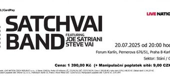 Steve Vai, Joe Satriani 20.5.2025, dvě vstupenky.