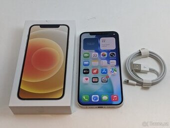 iPhone 12 128gb white. Top stav. Baterie 100%. Záruka 6 měs.