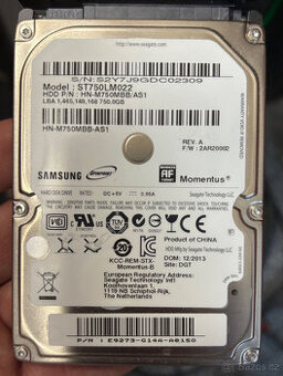 Toshiba 750GB, 2.5", 5.400ot, 8MB, SATA2, ST750LM022