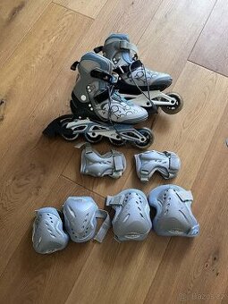 Dětské/ dámské inline brusle + sada chráničů