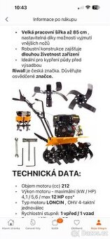 Riwall RPT8556R. Kultivátor, půdní fréza.