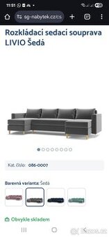 Rozkládací sedací souprava s úložným prostorem šedá Livio