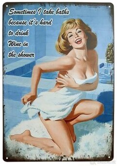 kovová cedule Žena a koupe - 1