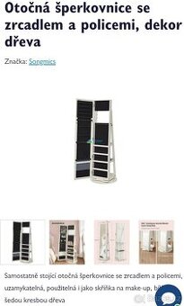 Otočná šperkovnice/kosmetická skříňka se zrcadlem