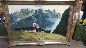 Velký starý obraz olej na plátně 140cm x 100cm Willy Jacob