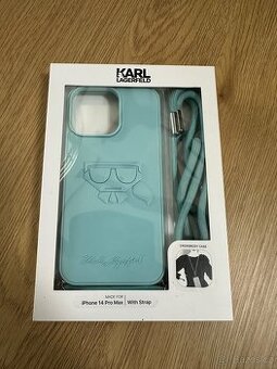 Tyrkysový obal / kryt Karl Lagerfeld iPhone 14 Pro Max