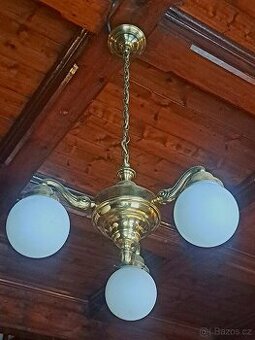 Stropní mosazný lustr 3 ramena