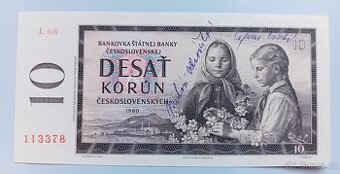 10 Kčs 1960 s originálními podpisy děvčat – rarita