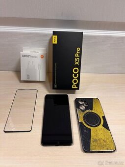 Poco X5 Pro 5G 8GB/256GB černá, kryt, sklo, nový adaptér 67W