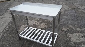 Nerezový stůl 104.5x50x90 cm s roštovou nerez polici