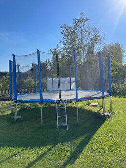 Trampolína Aga SPORT PRO 500 cm Modrá+ochranná síť+žebřík